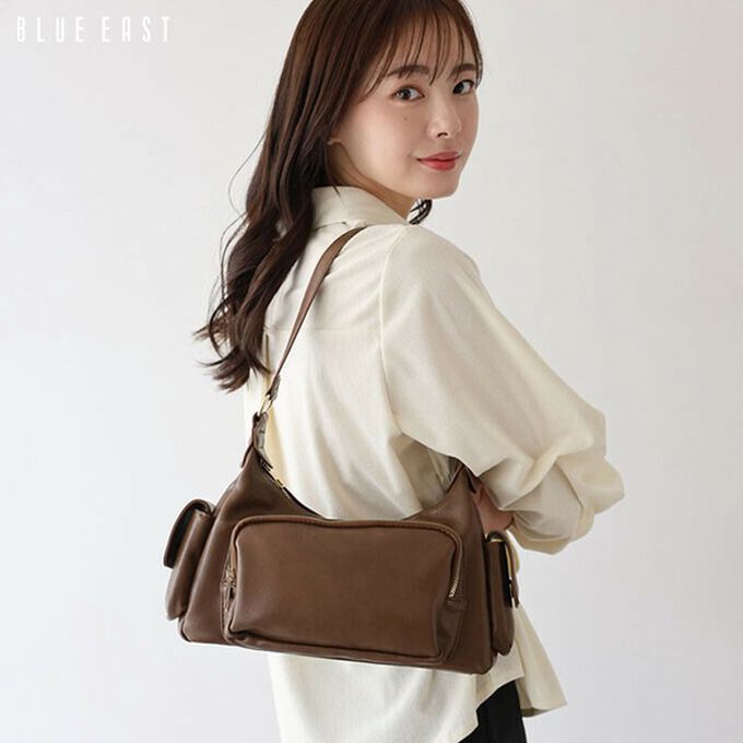 日本 BLUE EAST - 復古時尚多口袋迷你肩背包-黑
