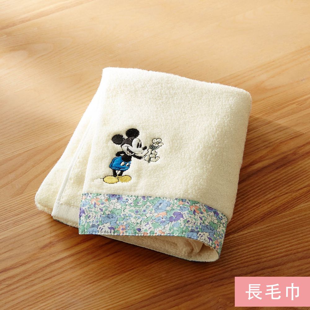 日本千趣會 - 迪士尼 純棉角色刺繡拼接長毛巾-米奇 (34x80cm)