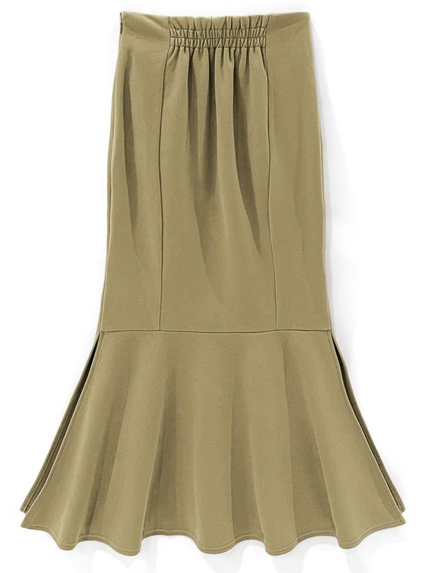 日本 GRL - 優雅質感搖曳魚尾裙(後鬆緊)-綠黃