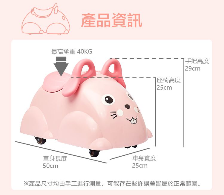 瑞典Viking toys - 學步嚕嚕車 - 可愛小兔子 1975