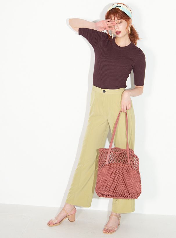 日本 GRL - 百搭編織手提袋(附同色系收納袋)-米