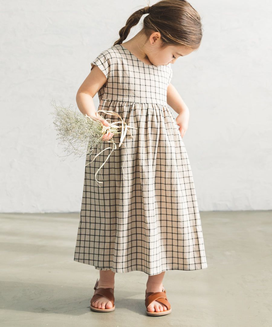 日本 PAIRMANON - 前後兩穿寬鬆短袖洋裝(孩子)-素色-墨綠