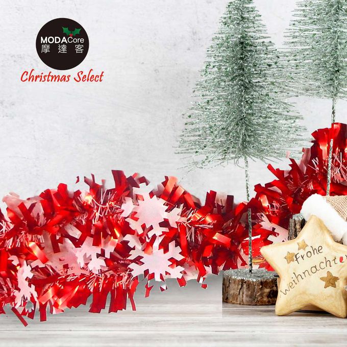 MODACore 摩達客 - 摩達客耶誕-2米長*5吋大雪花霧光寬窄金蔥彩條(3條一組-顏色隨機出貨)可掛聖誕樹/門窗邊/牆沿/派對裝扮用