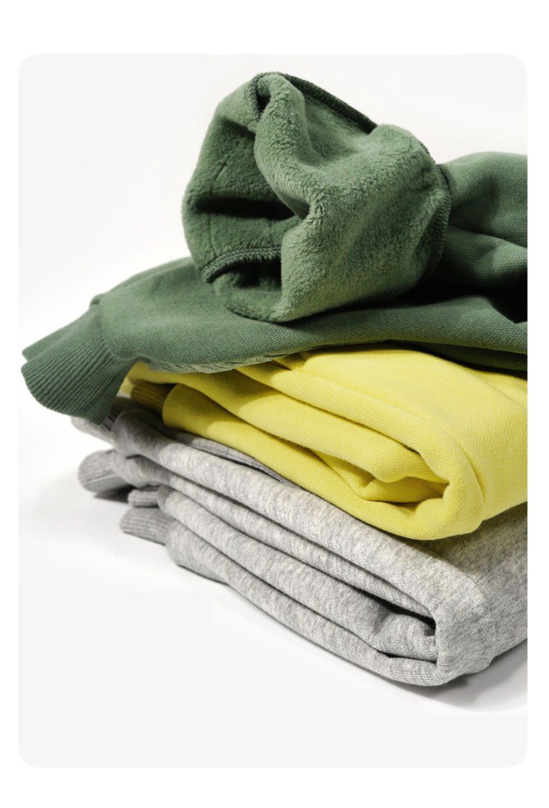 Minizone - 加絨拼接束口長褲-刺繡小波浪-黃色