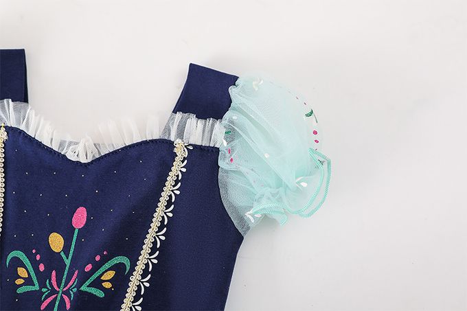 短袖造型公主裙/芭蕾舞裙-卡通人物-安娜-藍+綠