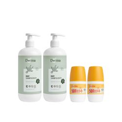 丹麥德瑪Derma - 防曬超值四入組(免運)-沐浴露500ml*2+滾珠防曬*2