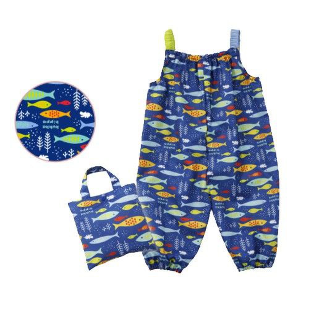 日本 kukka hippo - 兒童童遊戲服/玩沙衣(附收納袋)-海洋世界 (90cm)