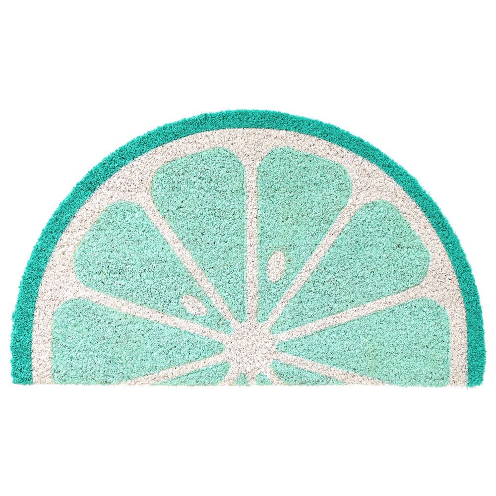 日本 TOMO - (室外款)半圓形刮泥沙地墊-檸檬-藍綠 (約35x60cm)