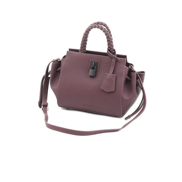 日本 COOCO - 編織提把束口造型小手提包/側背包-波爾多紫 (W20.5*H21*D8cm)