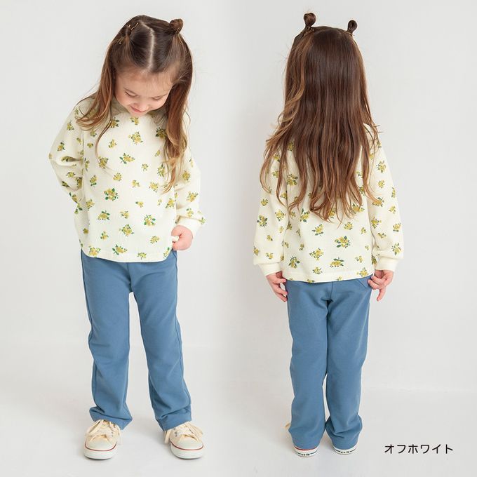 日本 BRANSHES - 清新女孩羅紋長袖上衣-小黃花-米白