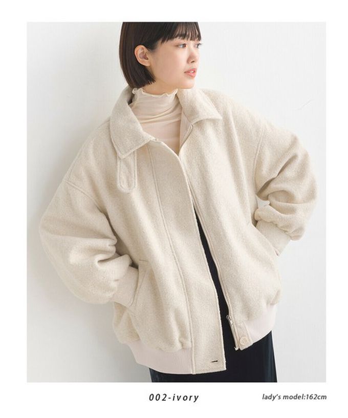 日本 OMNES - 絨毛感率性翻領夾克外套-炭灰