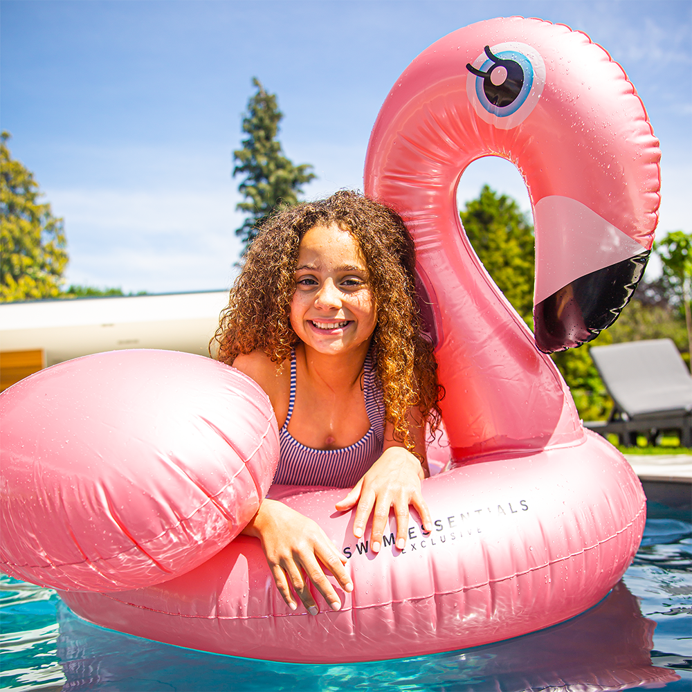 荷蘭 Swim Essentials - 充氣漂浮坐騎泳圈 (150cm)-玫瑰粉紅鶴