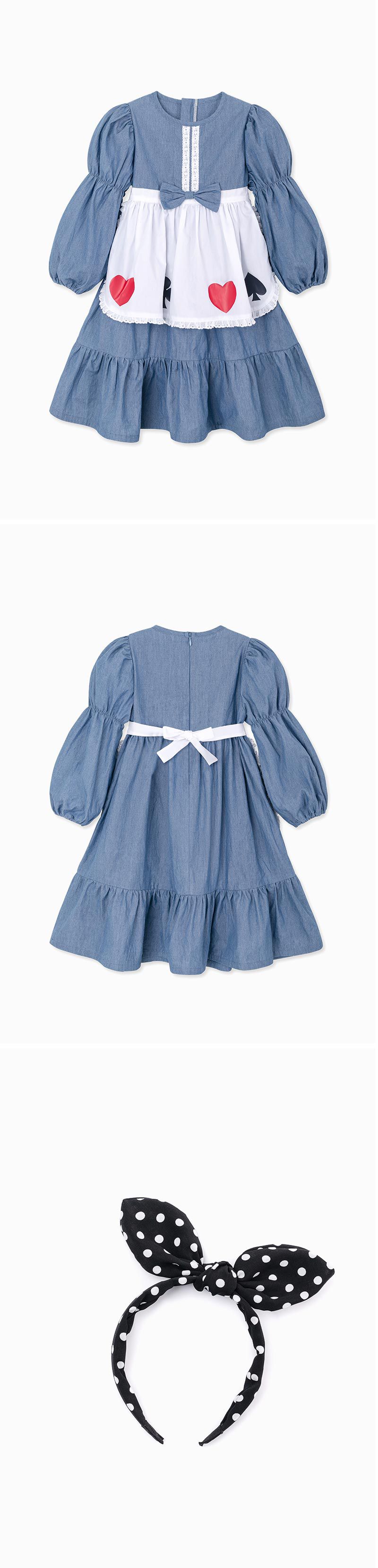 韓國 OZKIZ - (附髮飾)撲克圖案點綴連身洋裝