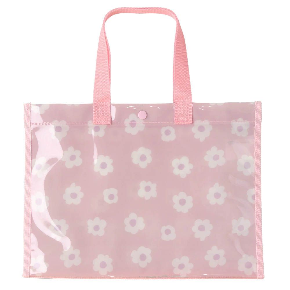防水PVC手提袋/游泳包-小白花-粉紅 (25x34cm)