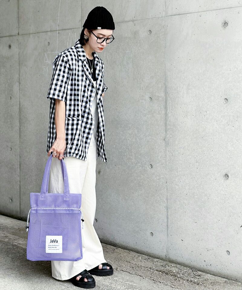 日本 Classical Elf - Java聯名 休閒抽繩洞洞提袋-深藍