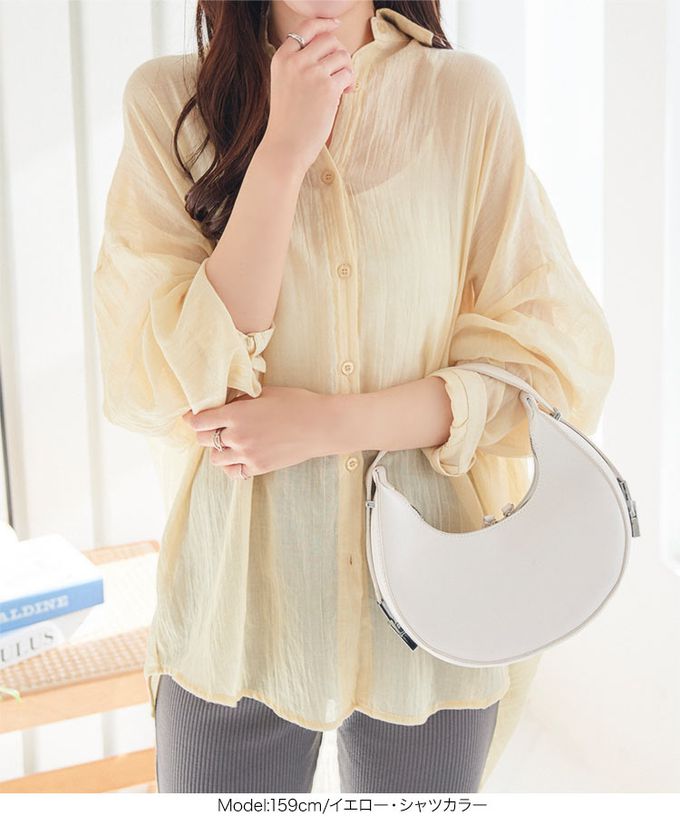 日本 Kobe Lettuce - 自然感輕盈穿搭立領寬版襯衫-白