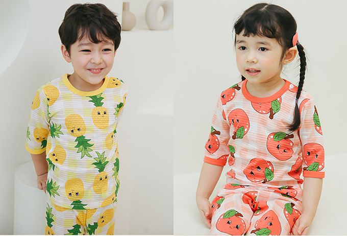 正韓 Puco - 超優質嬰幼兒/兒童七分袖100% 有機純棉家居服/睡衣-旺旺來