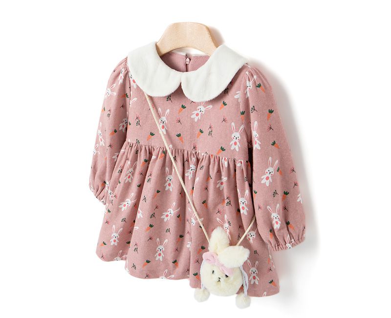 韓國 OZKIZ - (內磨毛,附包包)小兔好朋友洋裝