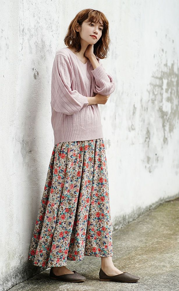 日本 zootie - 顯瘦V領粗羅紋薄針織上衣-焦糖