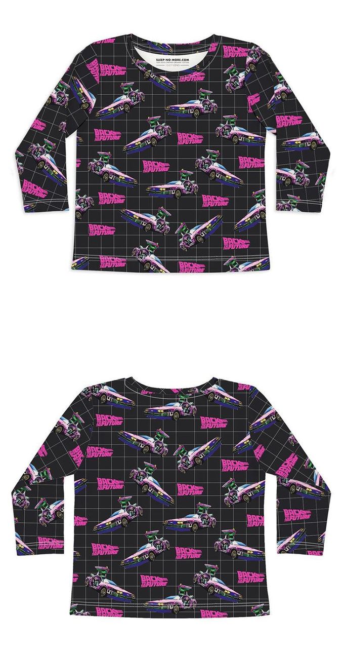 英國 SLEEP NO MORE - 100% 有機棉兒童圓領長袖上衣-回到未來聯名款/時光車