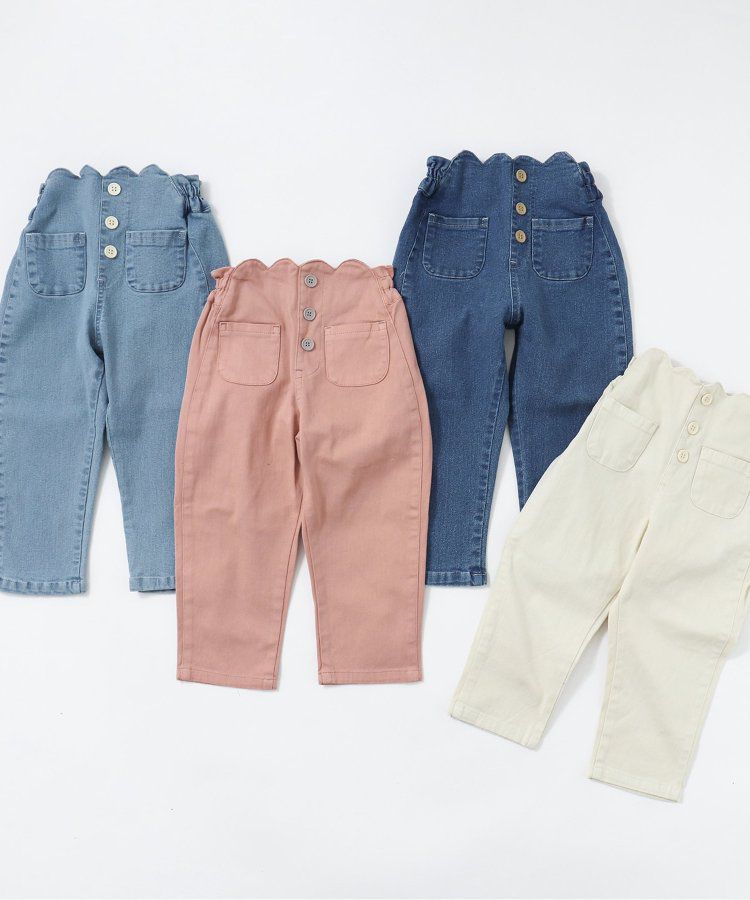 日本 apres les cours - 腰部花苞優雅設計長褲-水藍