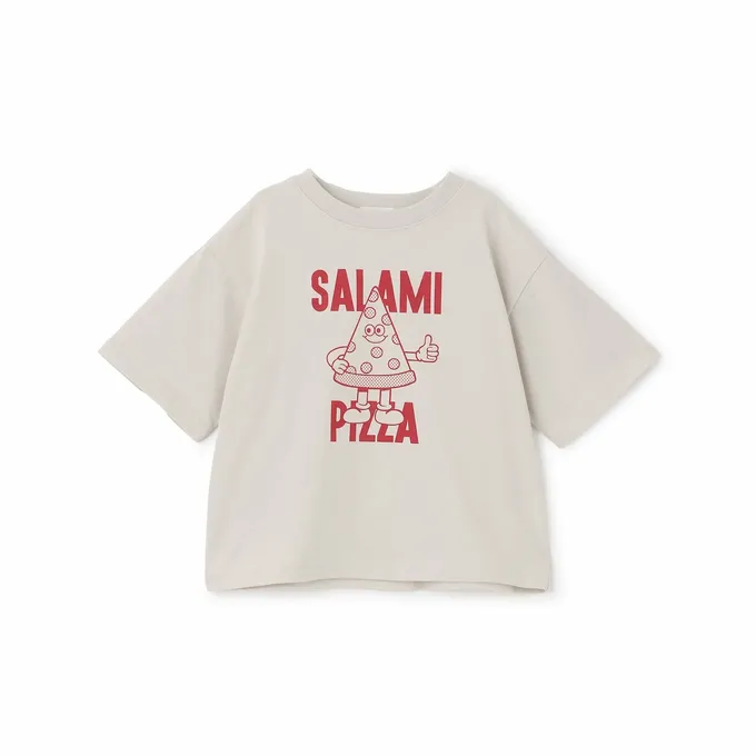 日本 b-ROOM - 防污速乾簡約印花短袖上衣-薯條-深藍