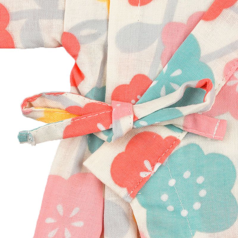 akachan honpo - 甚平包屁衣-可愛小花-米白色