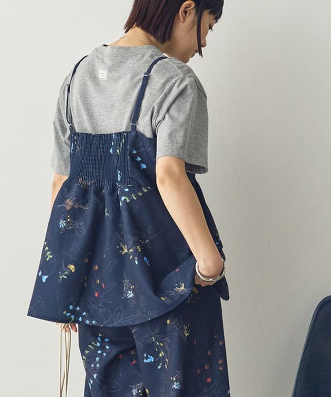 日本 Sans Souci 34+ - 優美花卉縮腰疊穿吊帶背心-白