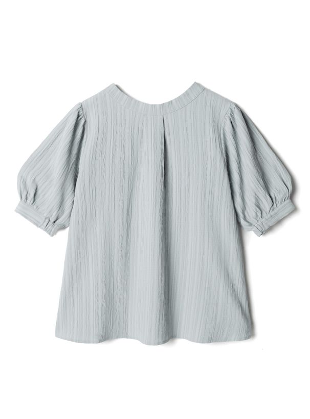 日本 GRL - 簡約圓領泡泡短袖襯衫-寶貝藍 (F)