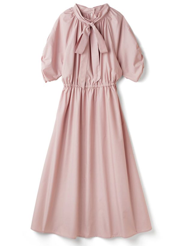 日本 GRL - 甜美蝴蝶結泡泡袖洋裝-冰河灰