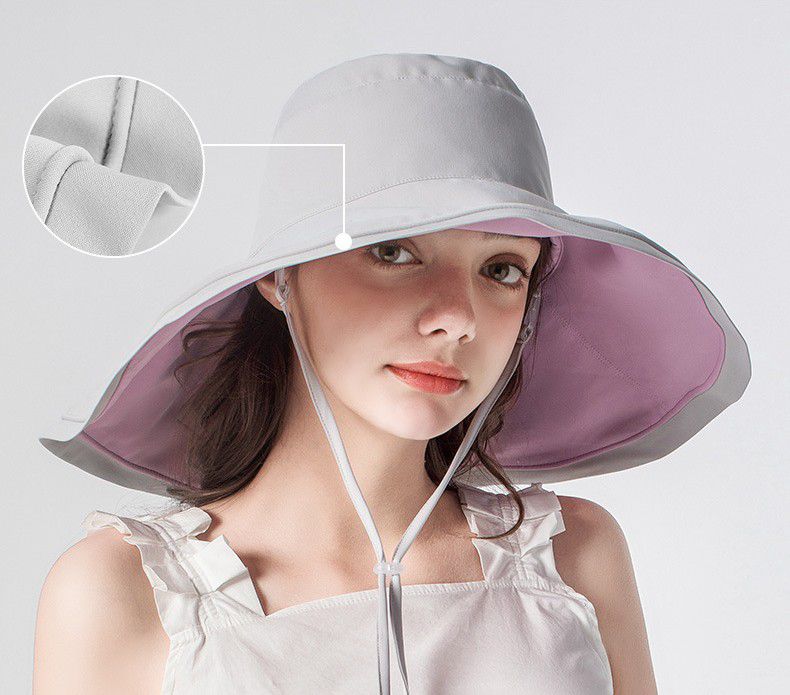 抗UV大帽沿防曬遮陽帽-氣質灰