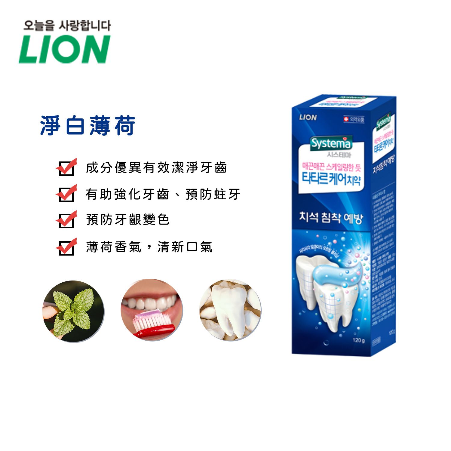 韓國 CJ LION - 牙膏-淨白薄荷-120g