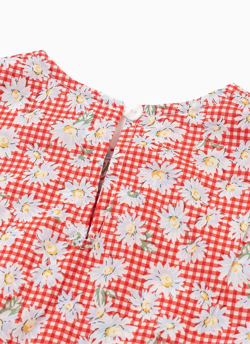 韓國 OZKIZ - 紅格子小白花無袖套裝