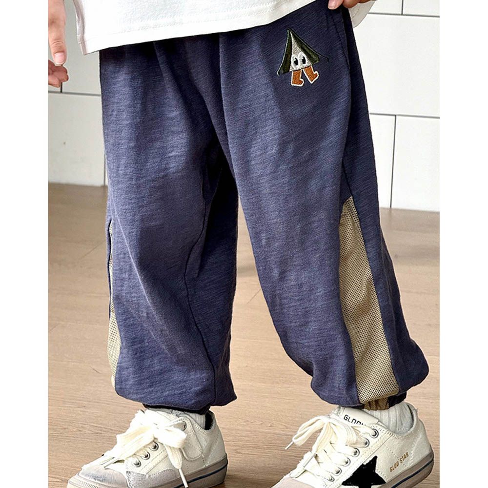 純棉透氣網眼拼接防蚊褲-露營帳篷-深灰