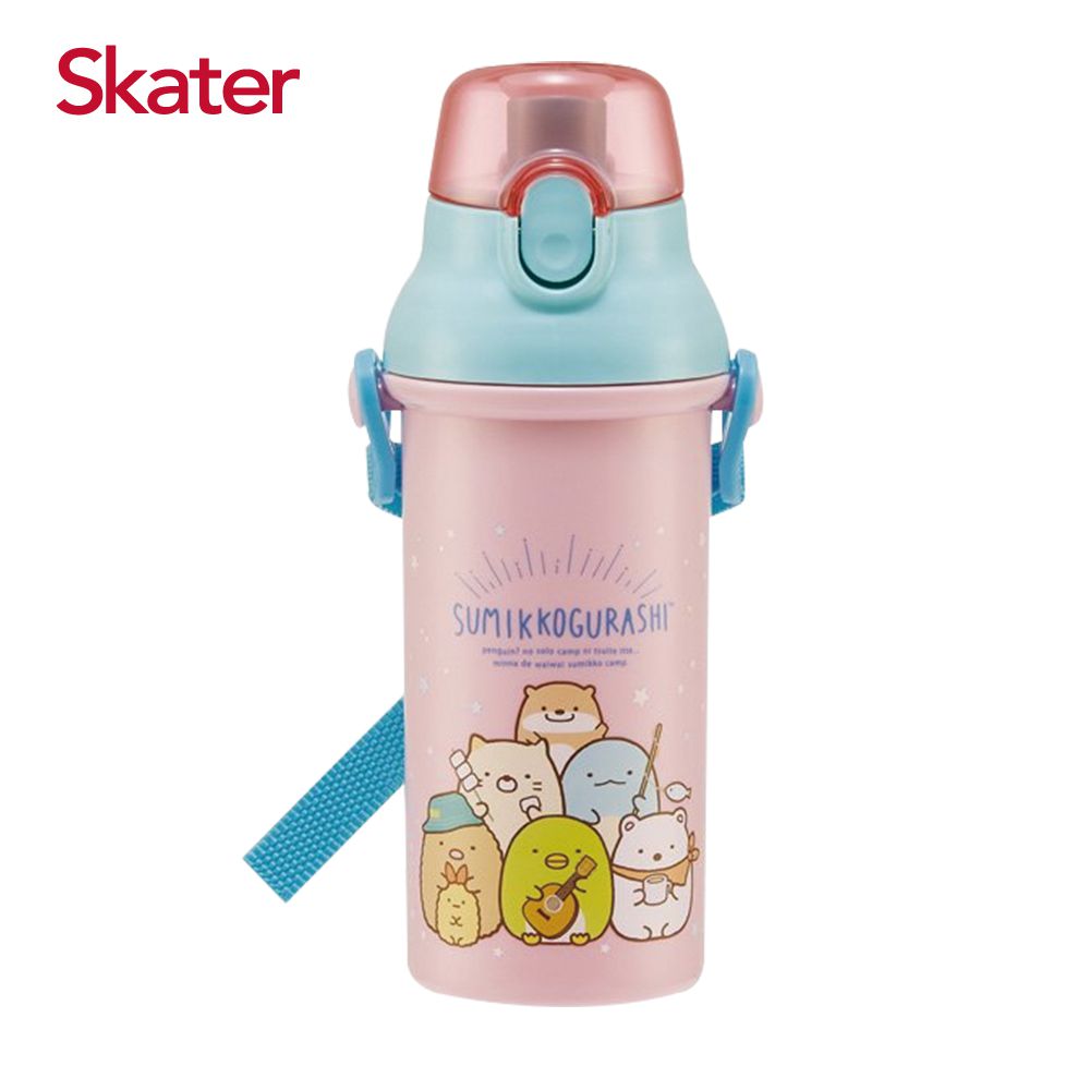 日本 SKATER - 銀離子兒童直飲水壺(480ml)-角落小生物-粉
