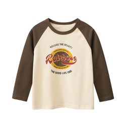 27KIDS - 純棉長袖上衣-Rainbows-米杏/咖