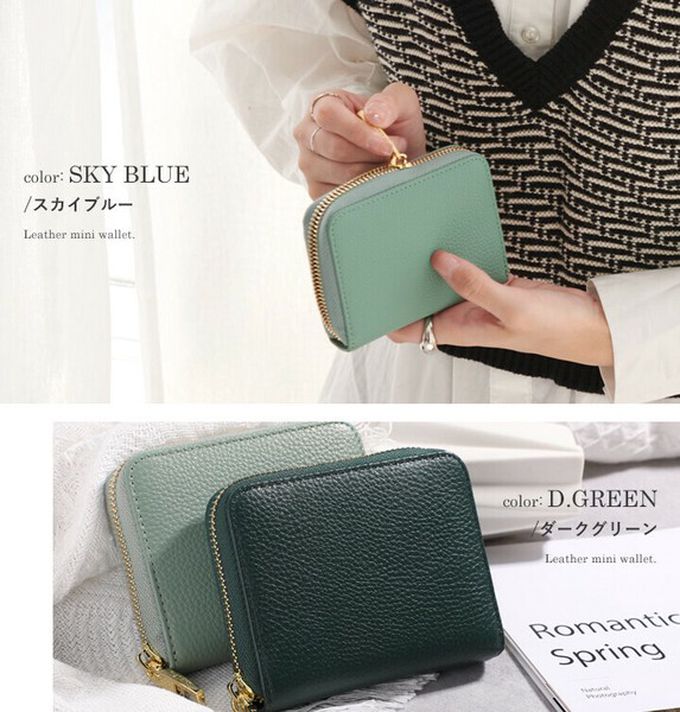 日本 LIZDAYS - 真皮多卡收納迷你短夾/錢包-素色-摩卡 (11x9x2.5cm)