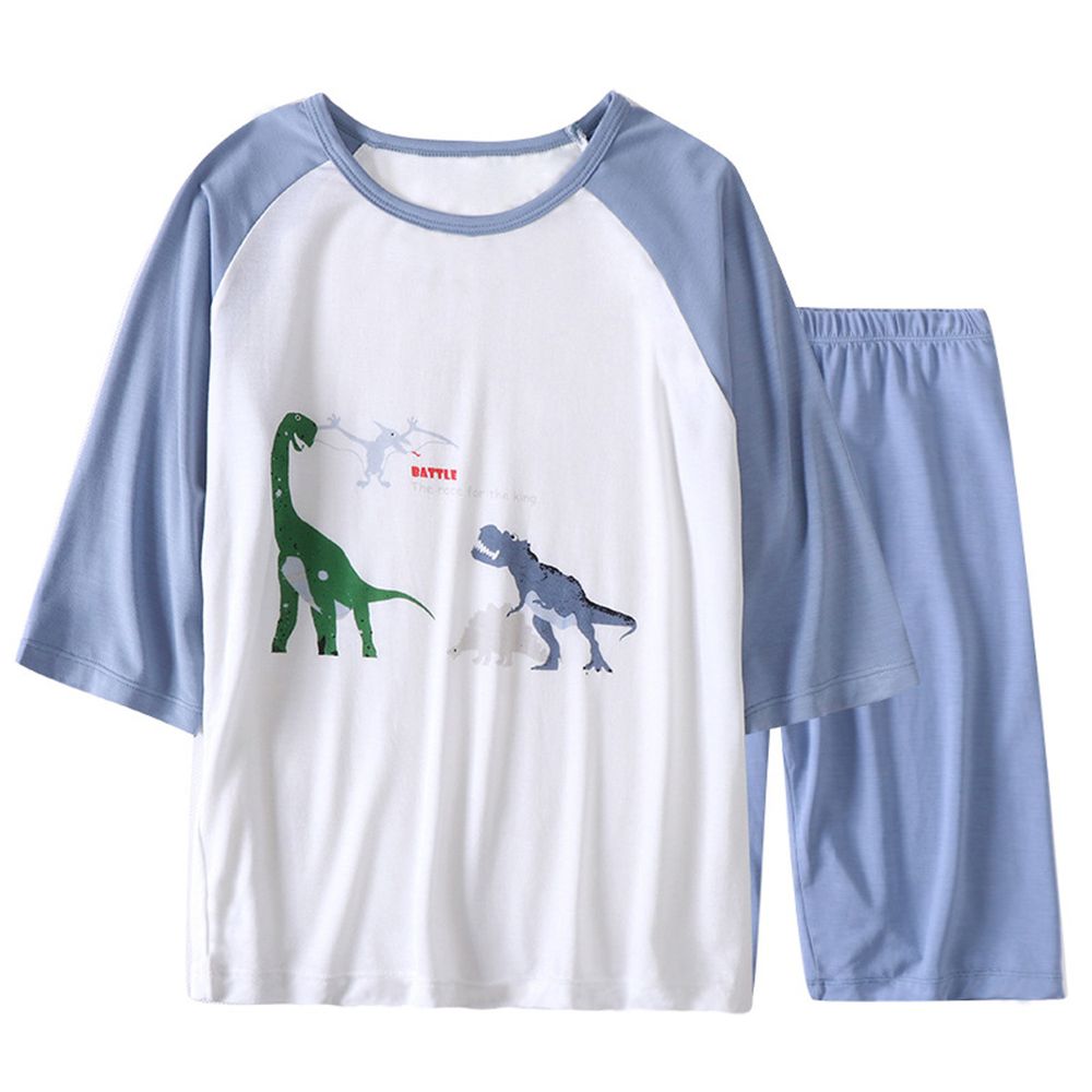 MAMDADKIDS - 莫代爾七分袖套裝/家居服-恐龍公園-霧藍色