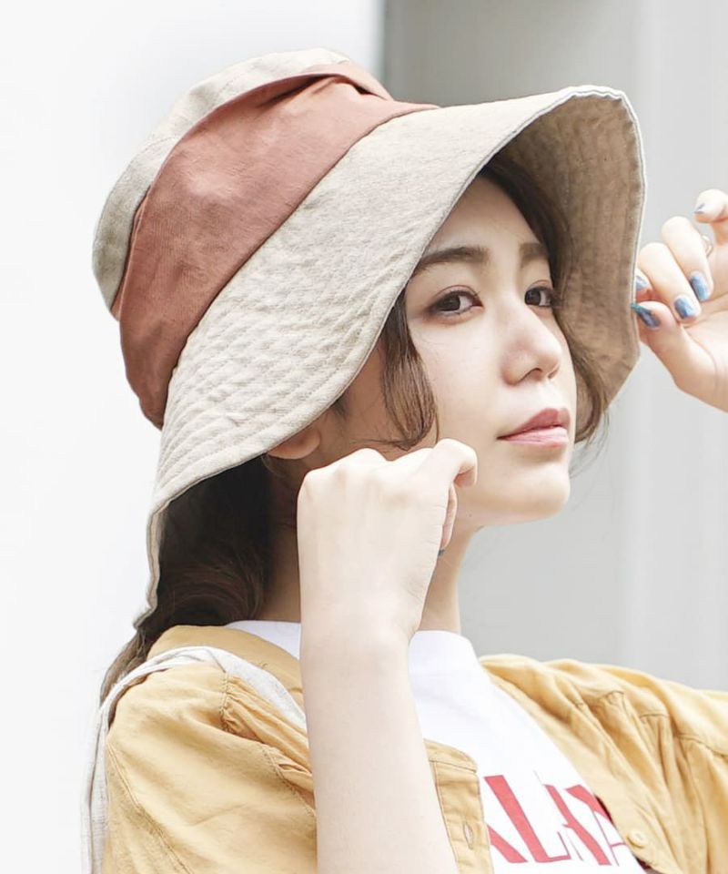 日本 zootie - 棉麻透氣寬帽簷遮陽漁夫帽(頭圍約58cm)-珊瑚橘