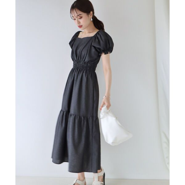 日本 BLUE EAST - 甜美氣質泡泡袖收腰洋裝-薄荷綠