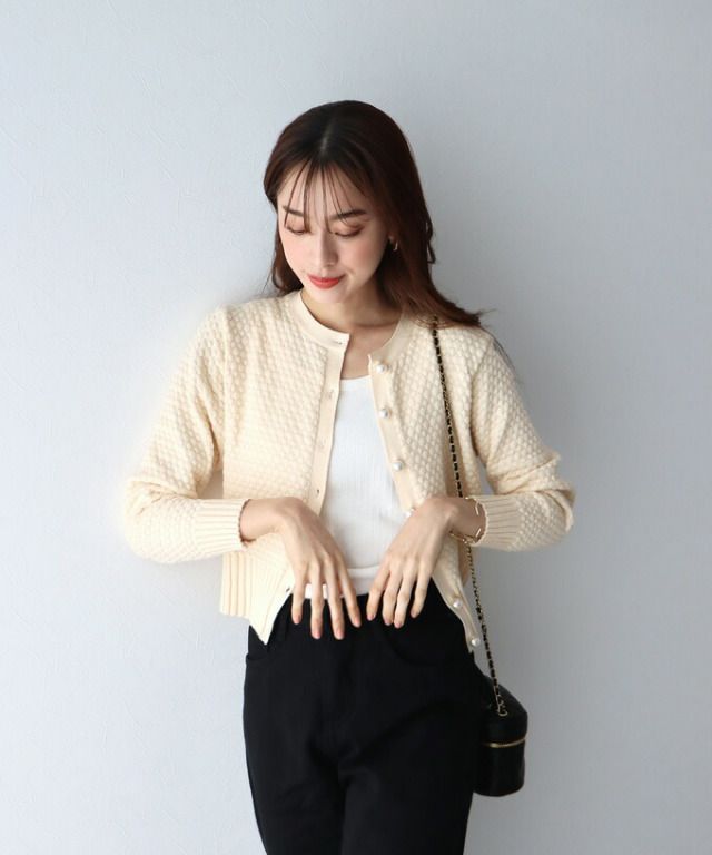 日本 BLUE EAST - 人魚編珍珠扣針織外套-深海藍