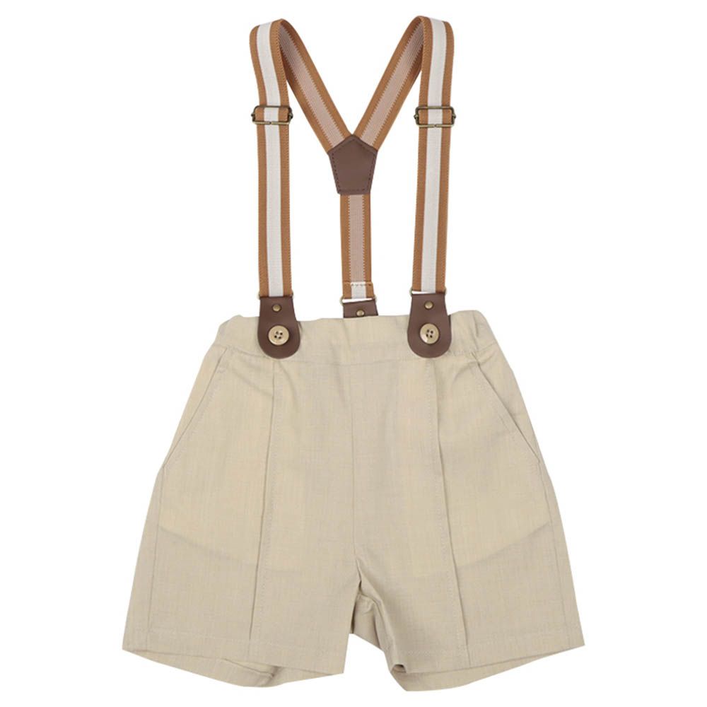 短褲-附吊帶-淺卡其色