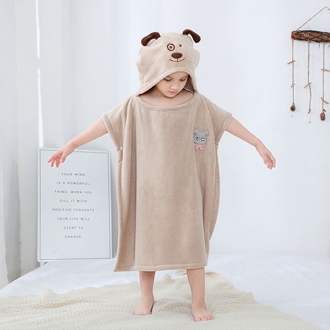 Vanibaby - 【Vanibaby】連帽浴巾衣_動物造型 吸水珊瑚絨-青色小象