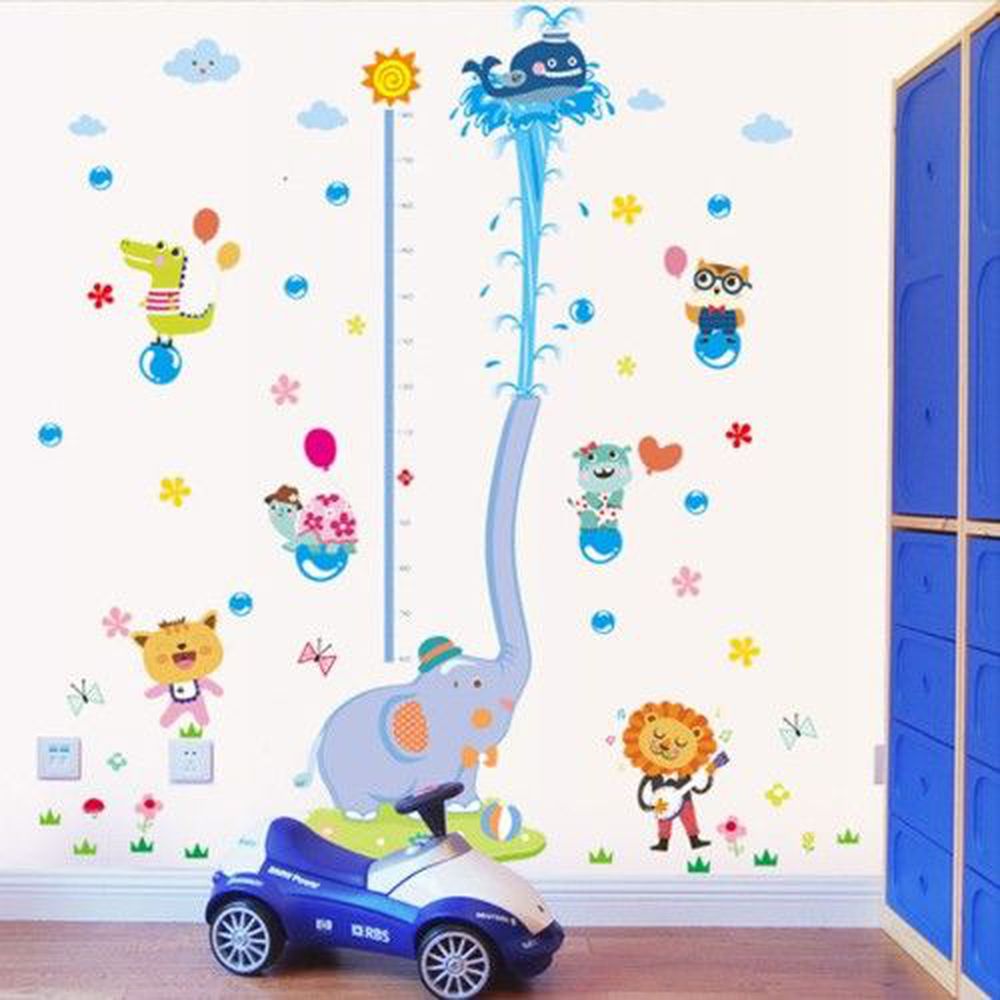 JB Design - 時尚壁貼-小象噴水身高貼 (60cm*90cm)