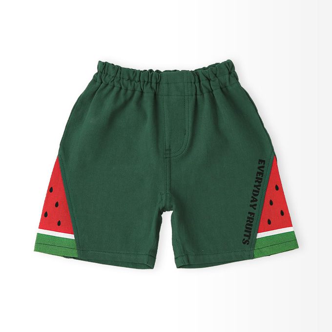 日本 ZOOLAND - 100%棉 水果切片印花舒適短褲-奇異果