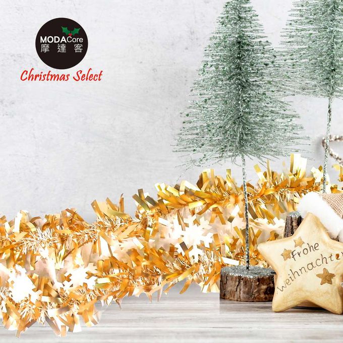 MODACore 摩達客 - 摩達客耶誕-2米長*5吋大雪花霧光寬窄金蔥彩條(3條一組-顏色隨機出貨)可掛聖誕樹/門窗邊/牆沿/派對裝扮用