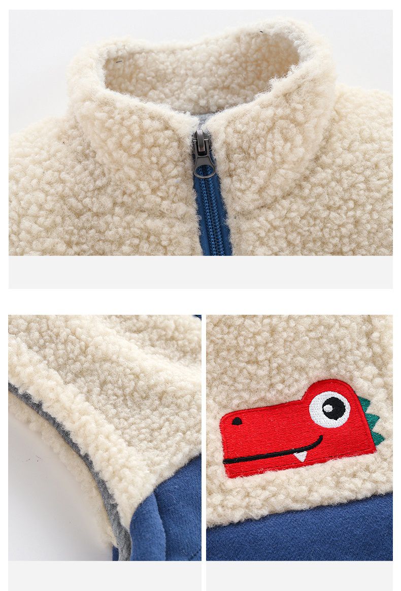 羊羔絨兒童保暖背心-鱷魚-綠色