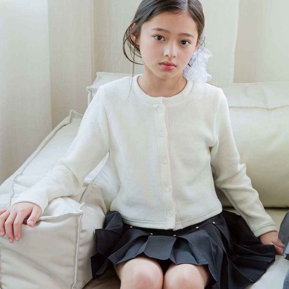 sm2 溫柔編織無領針織外套-白