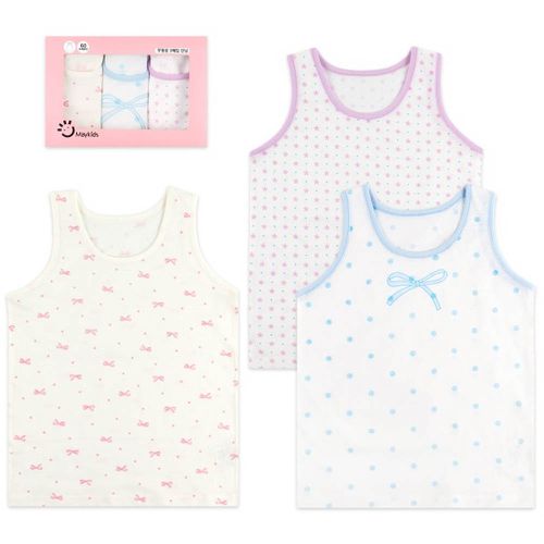 (3入組)女寶無螢光輕柔棉背心-點點蝴蝶結