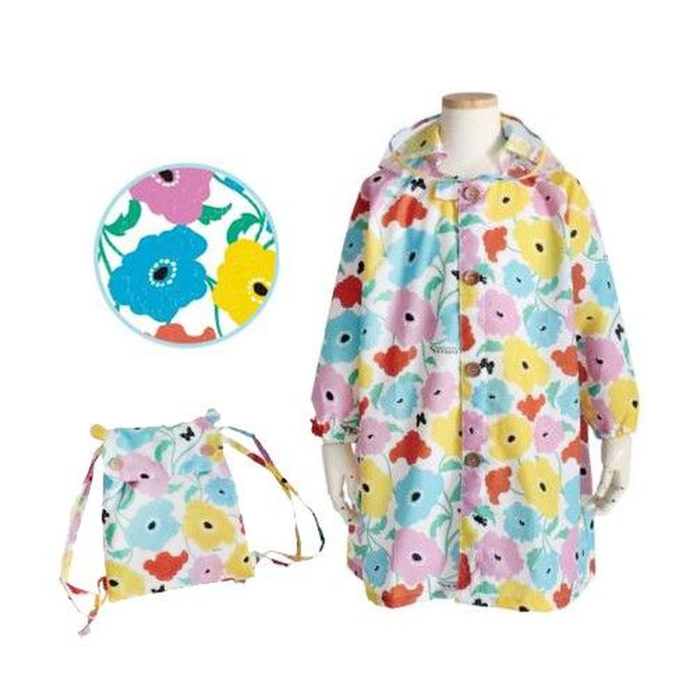 日本 kukka hippo - 小童雨衣(附收納袋)-繽紛花園
